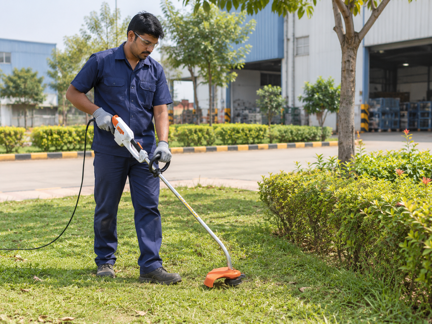 Heavy duty electric brush cutter in use — Paras Engg. Works Delhi